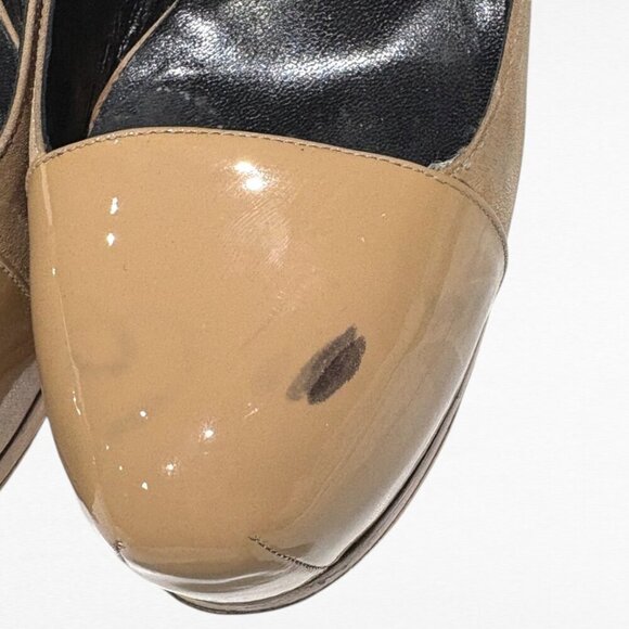 Yves Saint Laurent Patent Leather and Suede Tribtoo Pumps Nude/Camel Size EU 42 - Picture 5 of 14